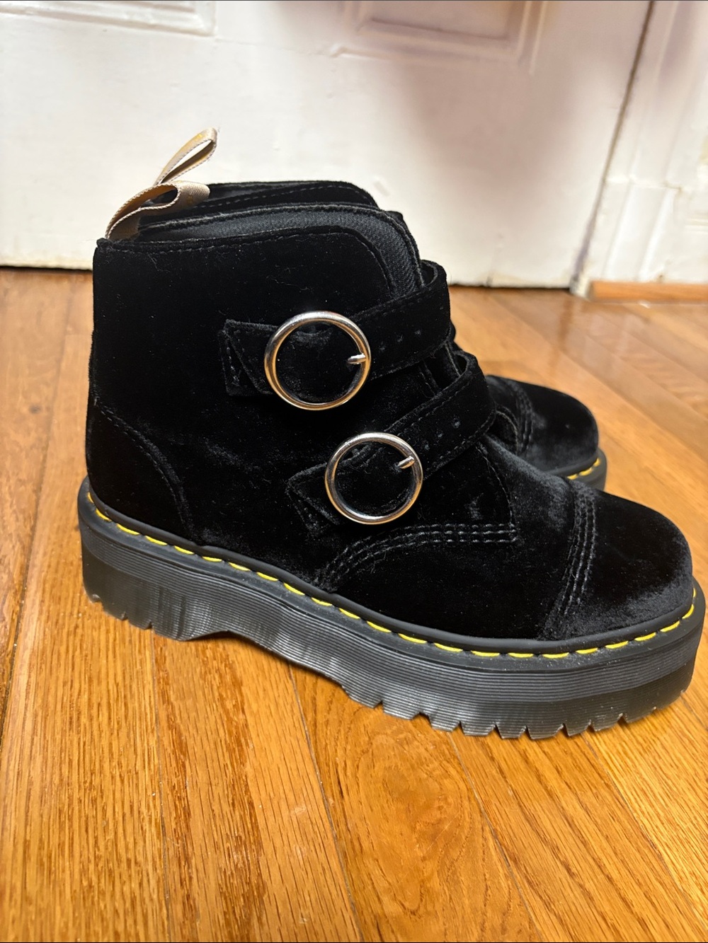 Dr. Marten Black Velvet Booties